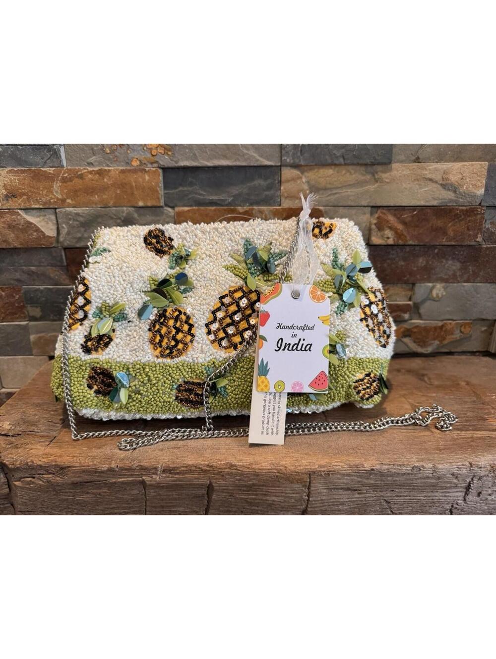 Beaded Handcrafted In India Pineapple Crossbody Bag Beautiful New Release w Tag
